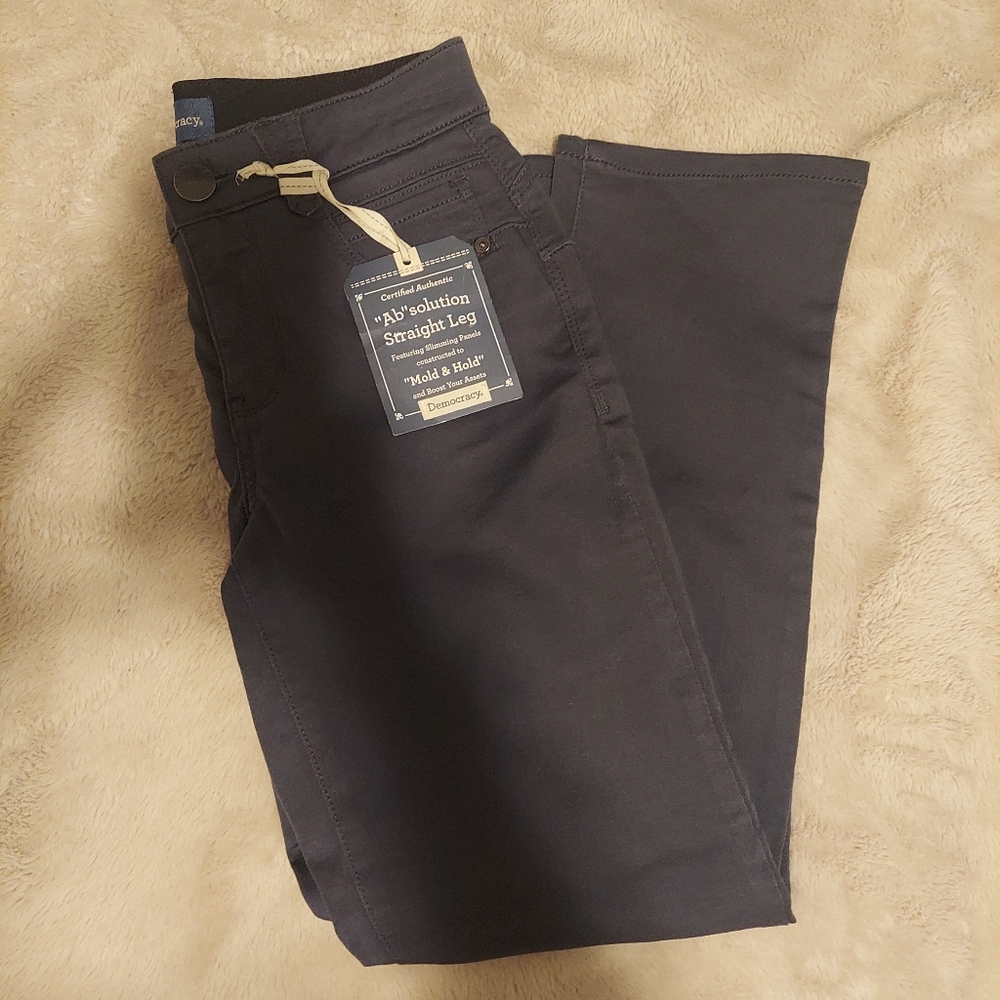 Democracy Straight Leg AB-Solution Pants Sz 4 Petite Slate Blue